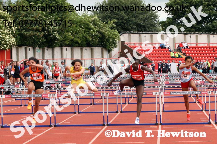 Junior girls 75 metres hurdles, English Schools Track and Field. Photo: David T. Hewitson/Sports for All Pics